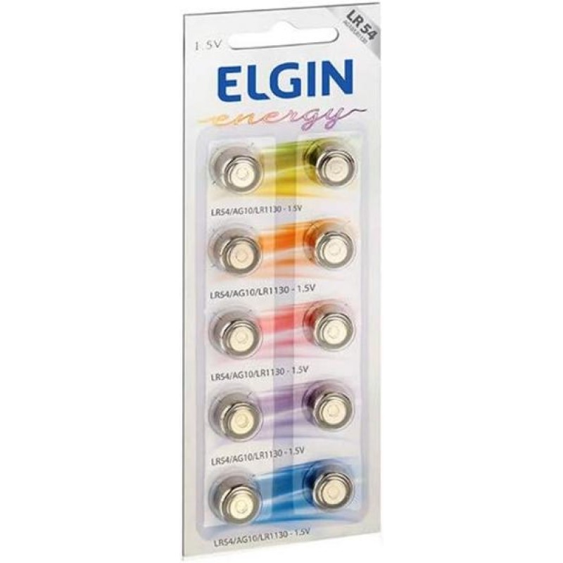 Bateria alcalina elgin lr54 cartela com 10 unidades