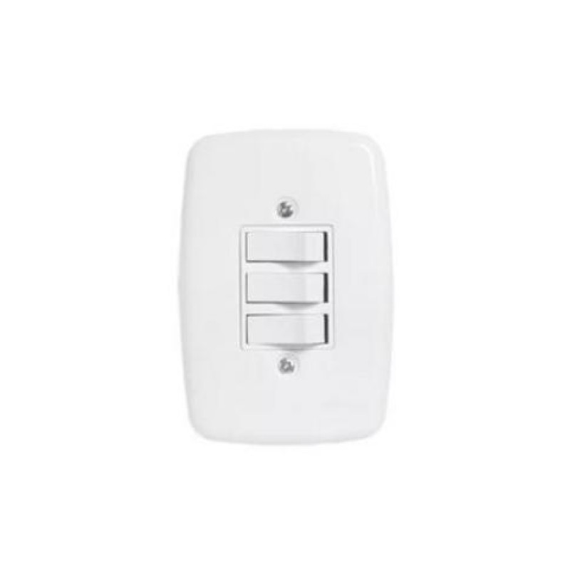 Conj. Interruptor 3 teclas simples branco ideale pluzie - 3205