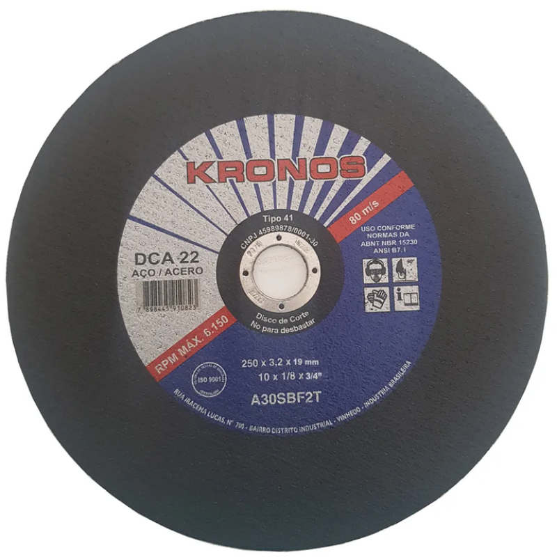 Disco de corte kronos 10 x 1\8 x 3\4'' dca 22