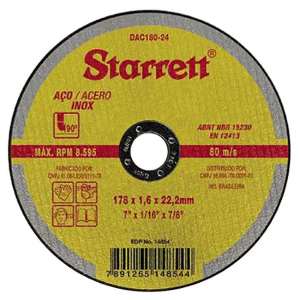 Disco De Corte Starrett 7'' X 1/16 X 7/8 - Dac180