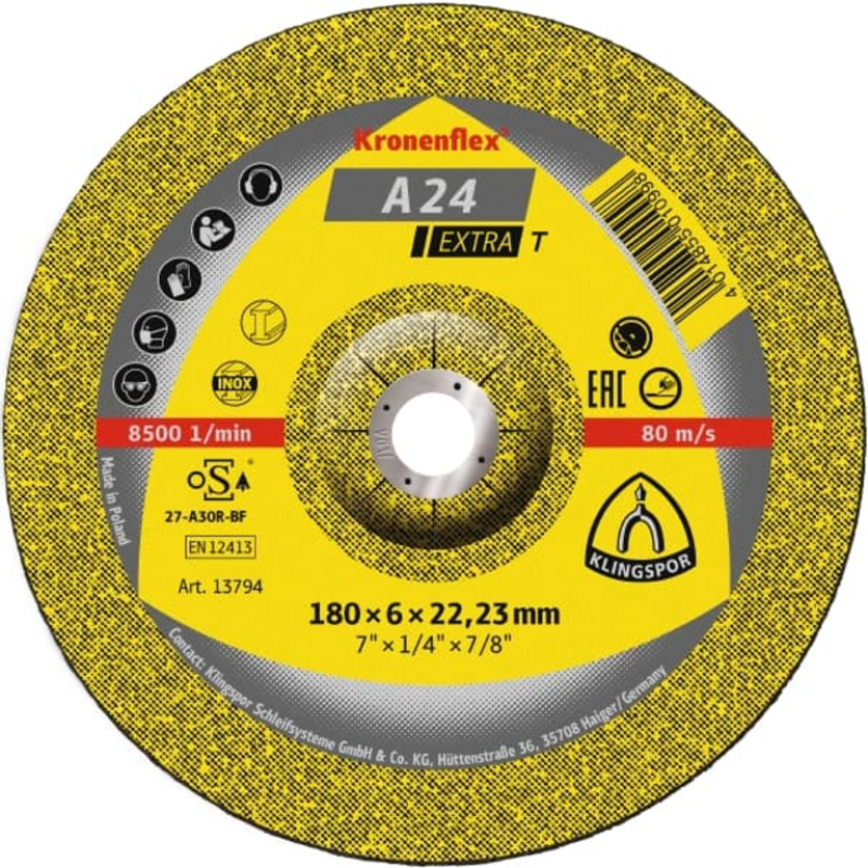 Disco de desbaste KLINGSPOR a24 tz extra 115mm x 2,5 x 22,23mm