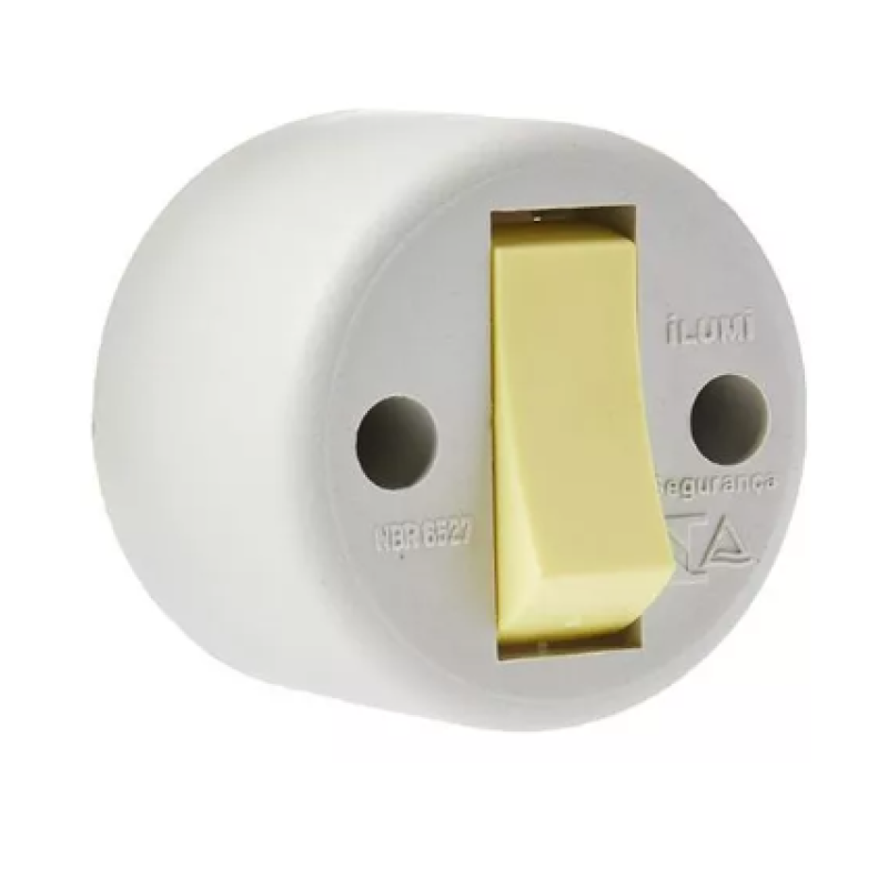 Interruptor Externo de Sobrepor Simples Cinza ILUMI 6527