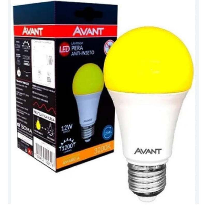 Lampada led bulbo avant 12w 3200k amarela anti-inseto