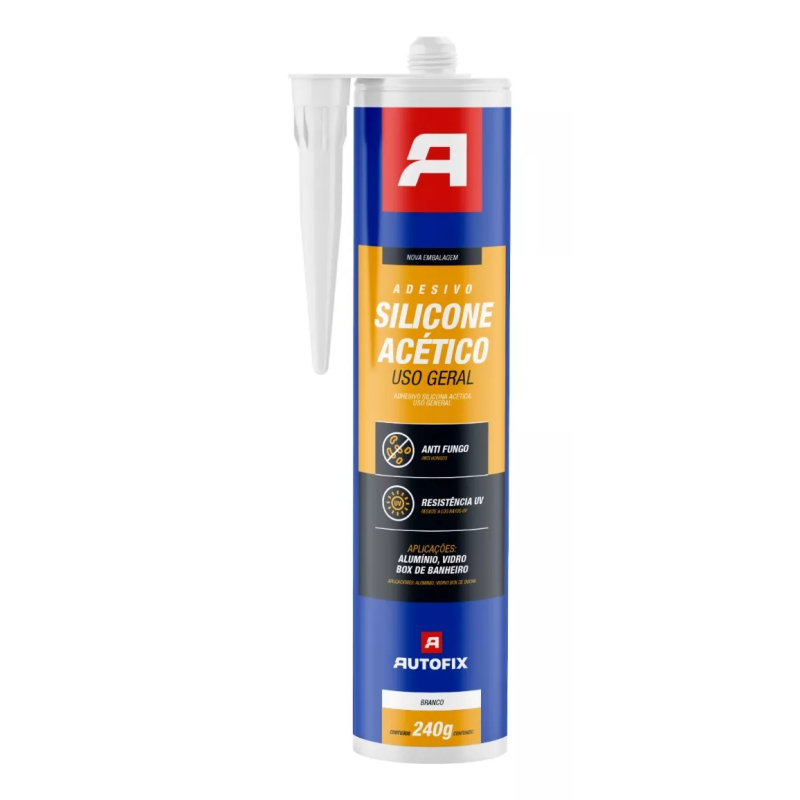 Silicone acético branco uso geral 240g- autofix