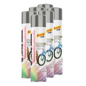 Tinta spray 400ml mundial prime metalica aluminio fardo c/ 06un