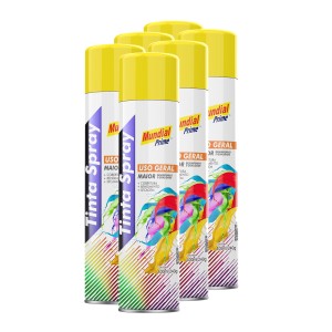Tinta spray 400ml mundial prime ug amarelo bandeira fardo c/ 06un