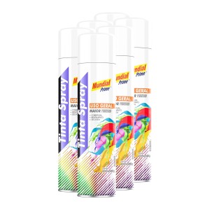 Tinta spray 400ml mundial prime ug branco fosco fardo c/ 06un
