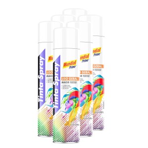 Tinta spray 400ml mundial prime ug branco semi brilho fardo c/ 06un