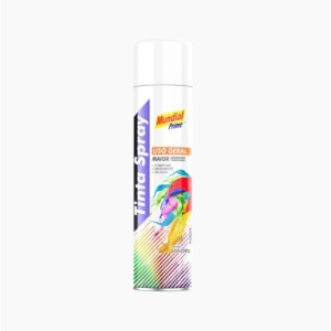 Tinta spray branco brilhante 200ml mundial prime ug