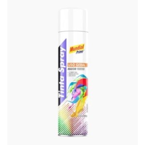 Tinta spray branco brilhante 350ml mundial prime toolcolor