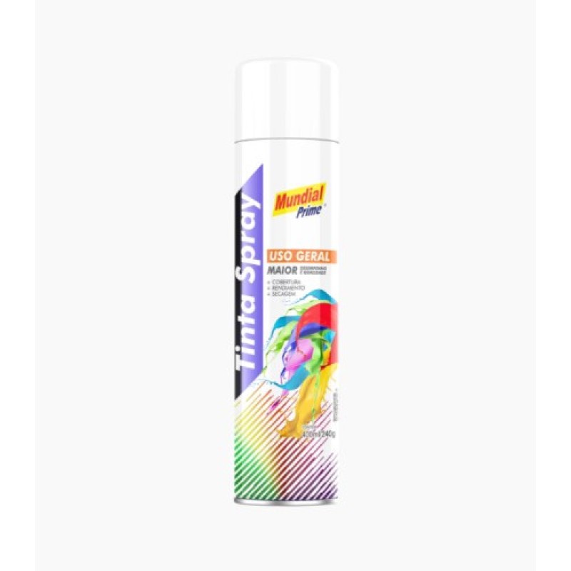 Tinta spray branco fosco 350ml mundial prime toolcolor