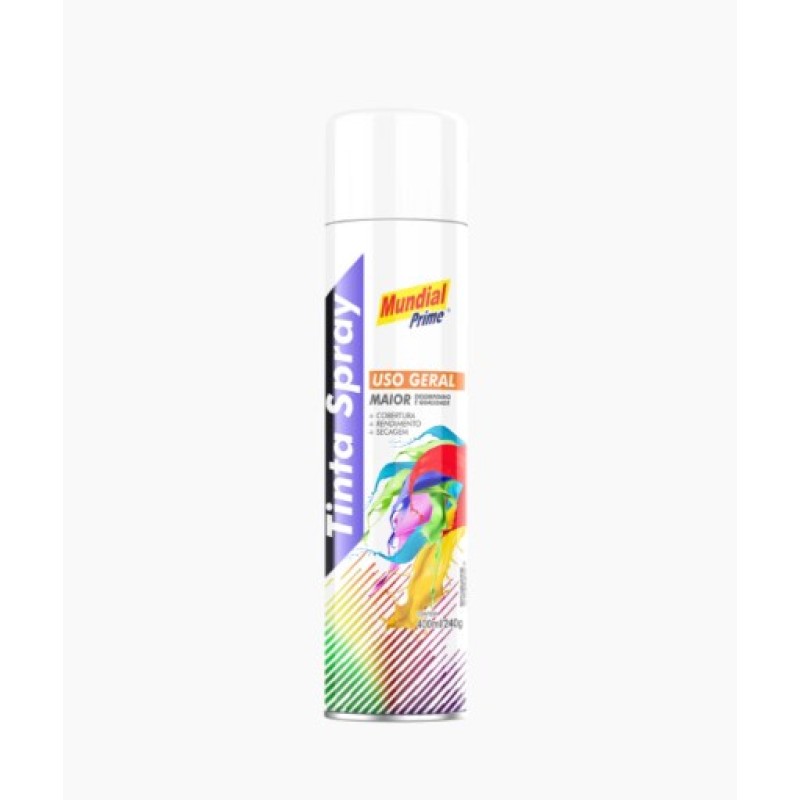 Tinta spray branco fosco 400ml mundial prime