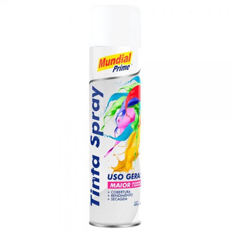 Tinta spray branco fosco 400ml mundial ug prime