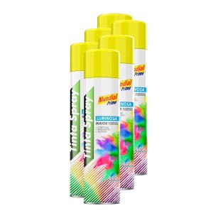 Tinta spray luminoso amarelo 400ml mundial prime FARDO C/6