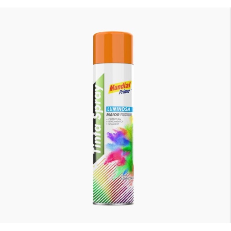 Tinta spray luminoso laranja 400ml mundial prime