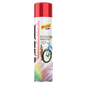 Tinta spray metálico vermelho 400ml mundial prime