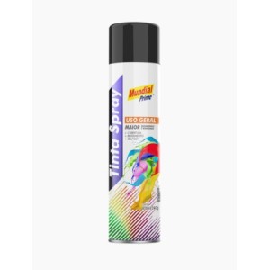 Tinta spray preto fosco 350ml mundial prime toolcolor