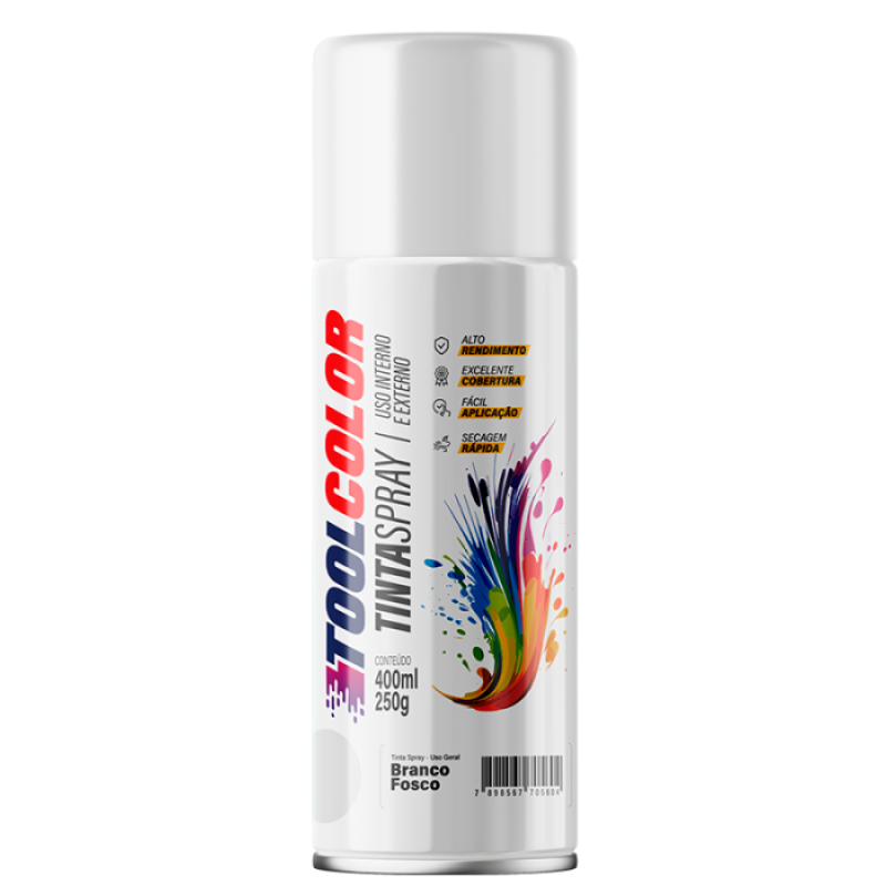 Tinta spray ug branco brilhante 400ml - Toolcolor