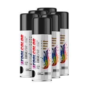 Tinta spray ug preto brilhante 400ml - Toolcolor fardo c/6un